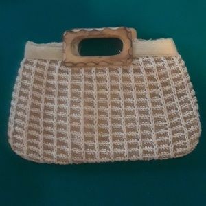 Boho handbag with Wooden handles